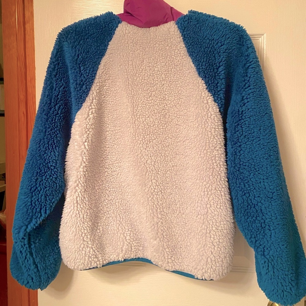 Stoic Sherpa Fleece Pullover Jacket – Colorblock Blue/White/Purple – Size M - Picture 2 of 4